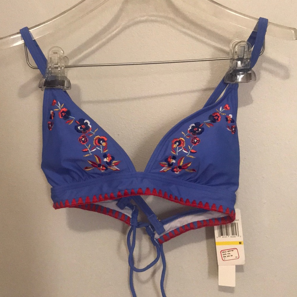 Embroidered swim top